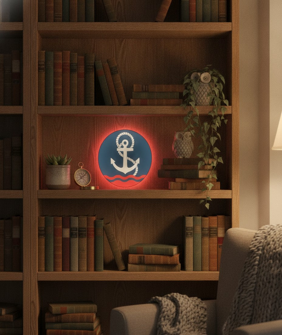 Anker LED-Lampe im Bücherregal