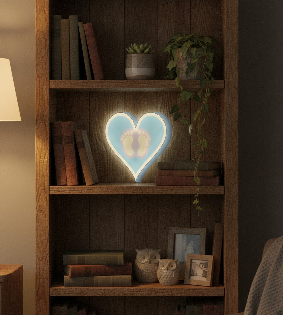 Babyfüße LED-Lampe im Bücherregal