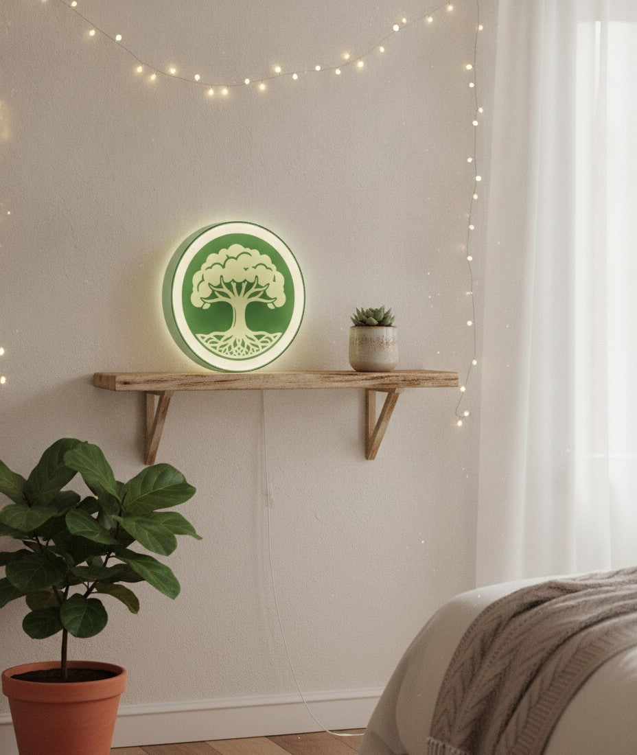 Baum des Lebens LED-Lampe im Schlafzimmer
