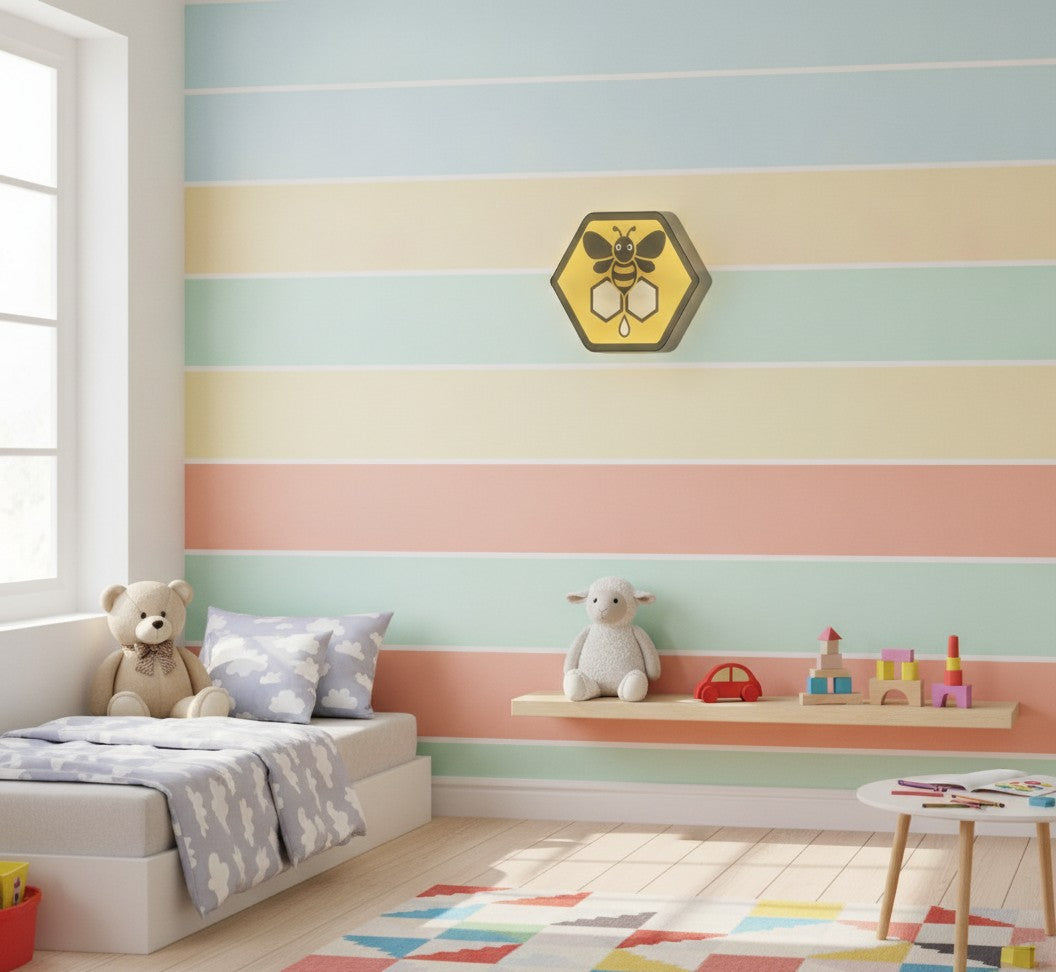Biene mit Waben LED-Lampe im Kinderzimmer