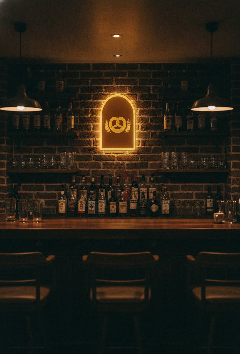 Brezel LED-Lampe in der Kellerbar