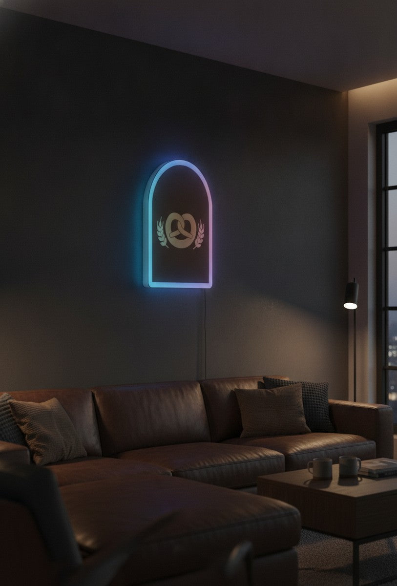 Brezel LED-Lampe an der Wand im Wohnzimmer