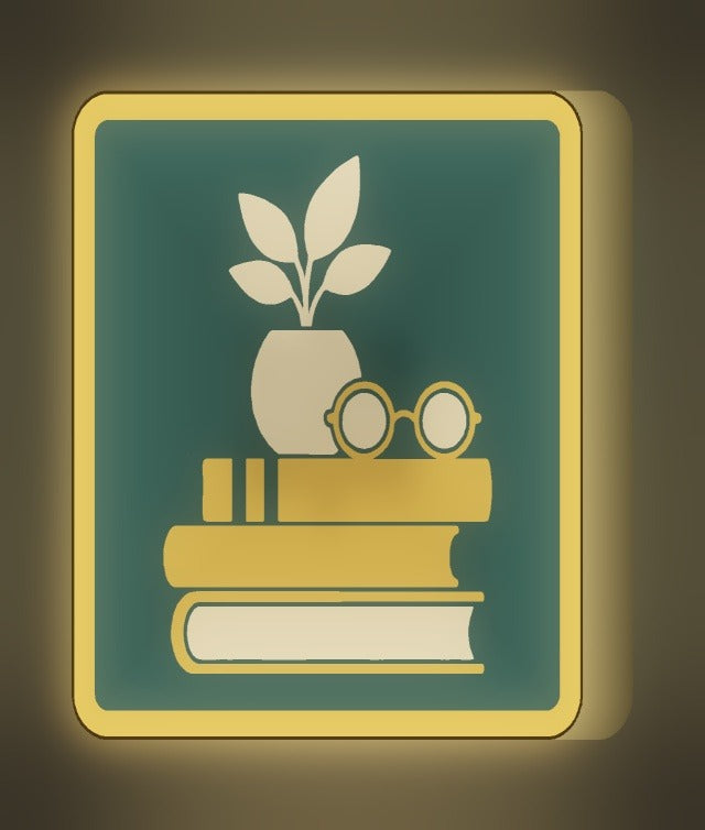 Bücherstapel LED-Lampe leuchtend