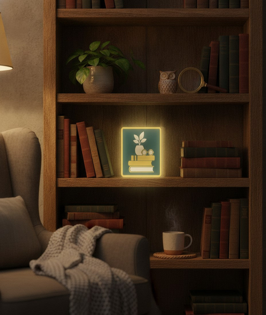 Bücherstapel LED-Lampe im Bücherregal