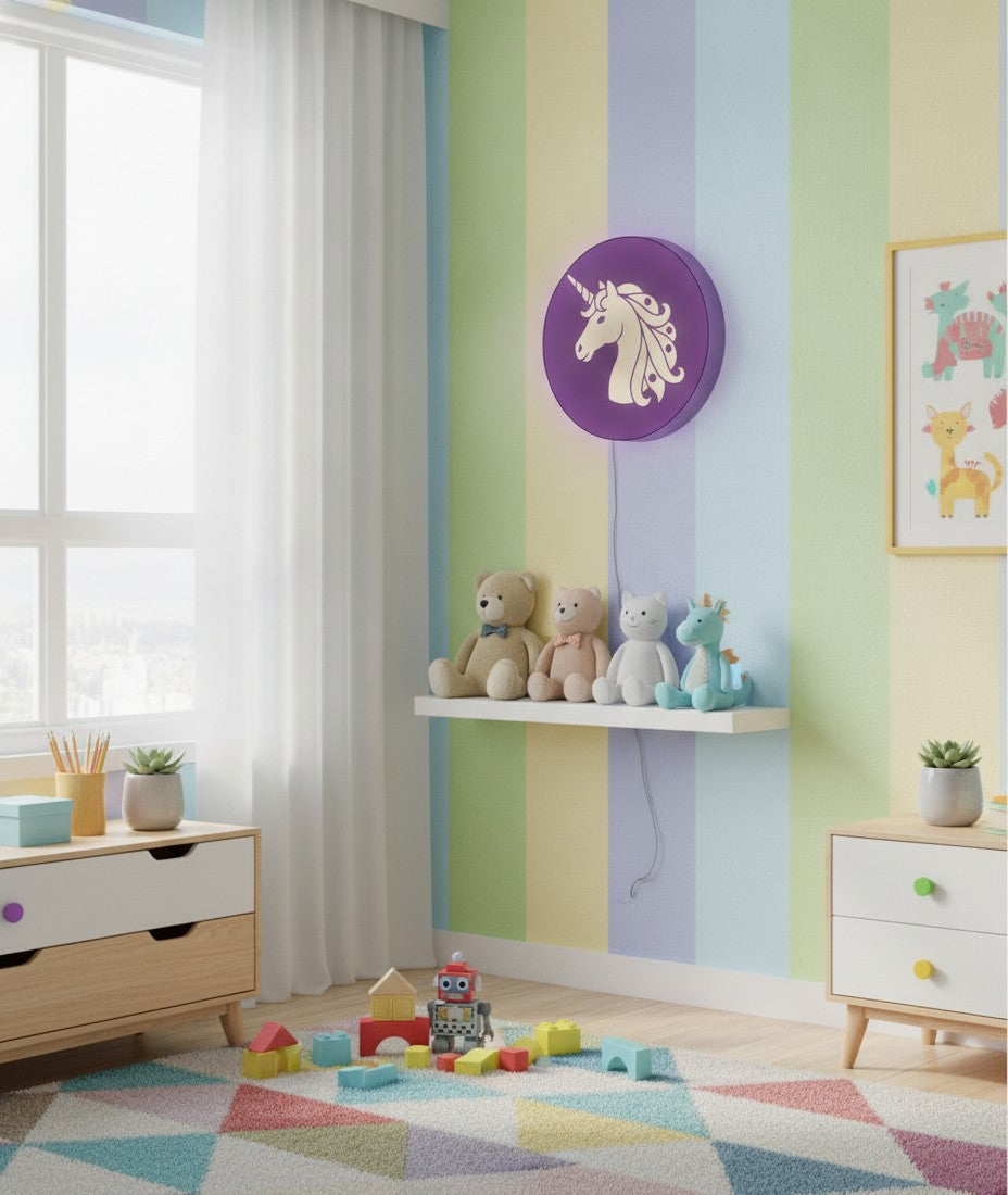 Einhorn LED-Lampe im Kinderzimmer