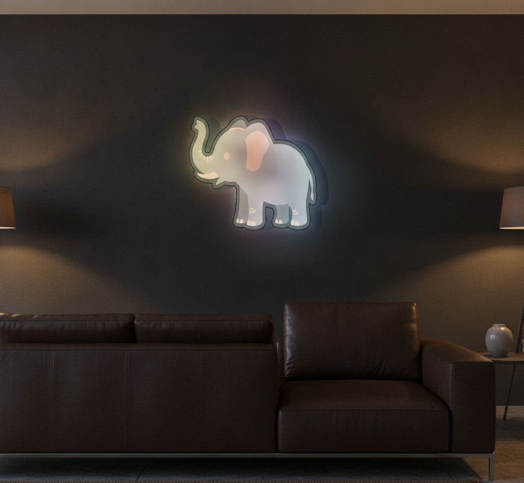 Baby-Elefant LED-Lampe an der Wand im Wohnzimmer