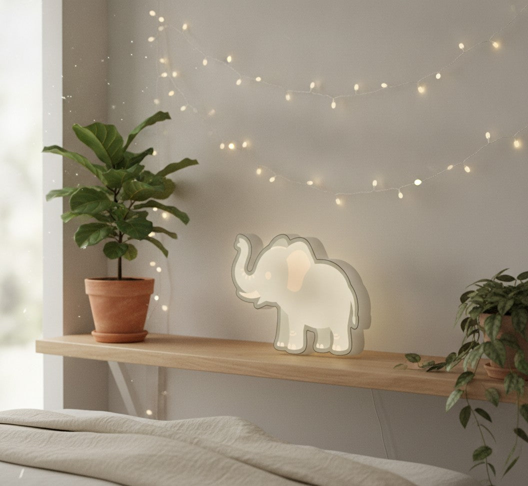 Baby-Elefant LED-Lampe im Schlafzimmer