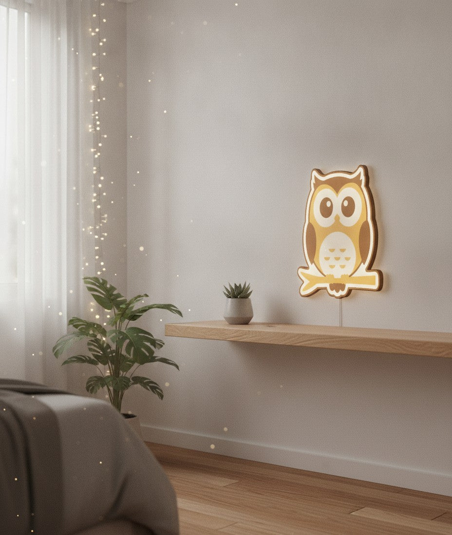 Eule auf dem Ast LED-Lampe im Schlafzimmer