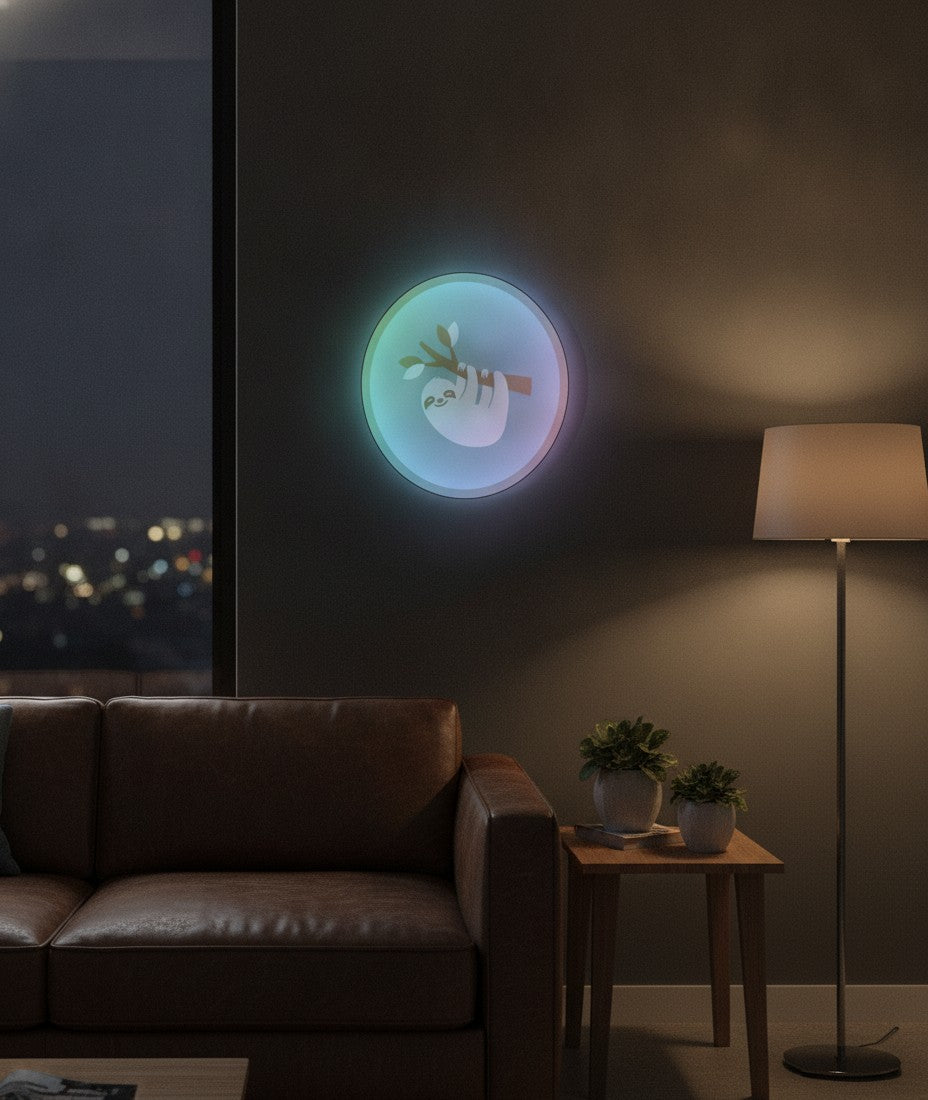 Faultier am Ast LED-Lampe an der Wand im Wohnzimmer