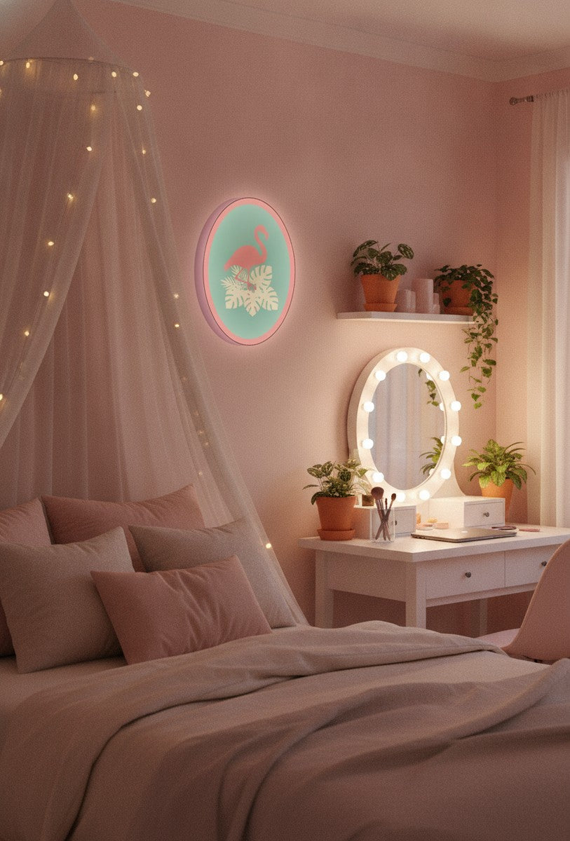 Flamingo LED-Lampe im Jugendzimmer