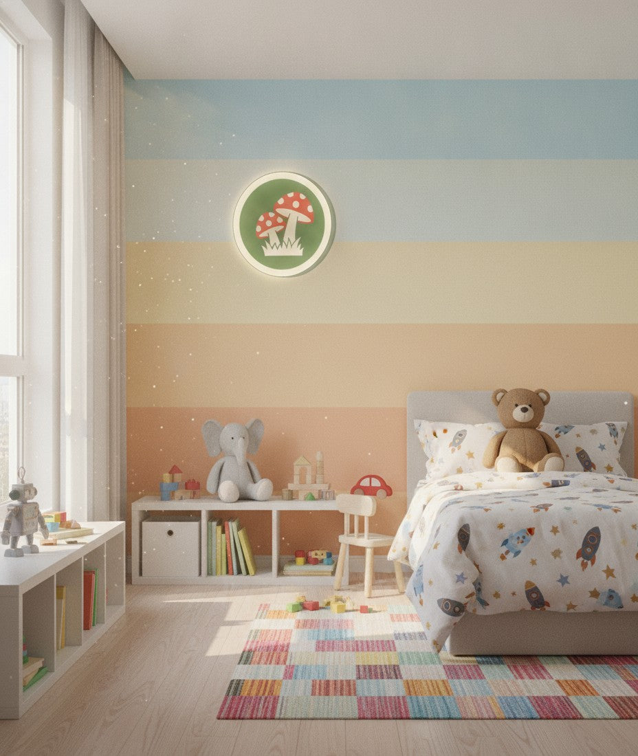 Fliegenpilz LED-Lampe im Kinderzimmer