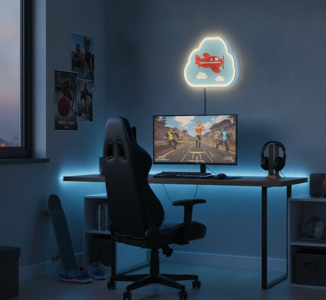 Propellerflugzeug LED-Lampe im Jugendzimmer