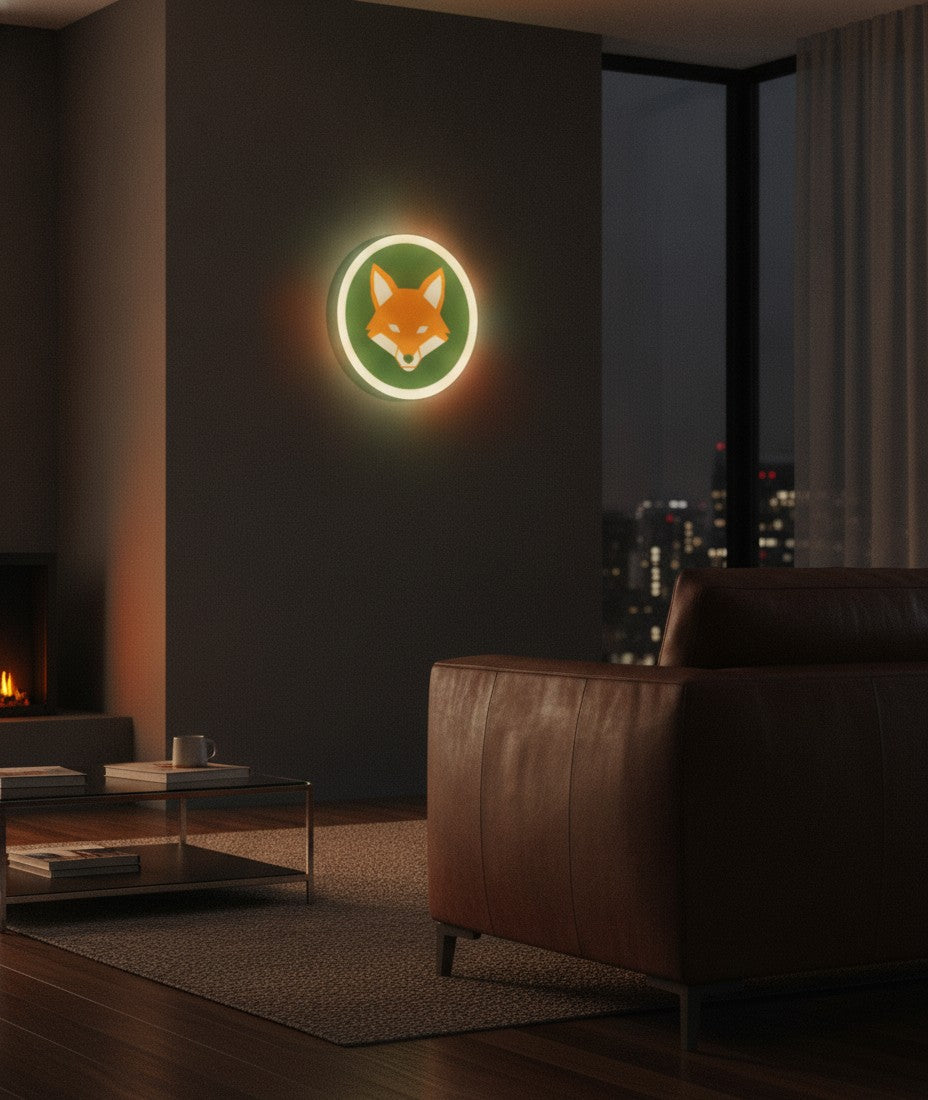 Fuchs LED-Lampe an der Wand im Wohnzimmer
