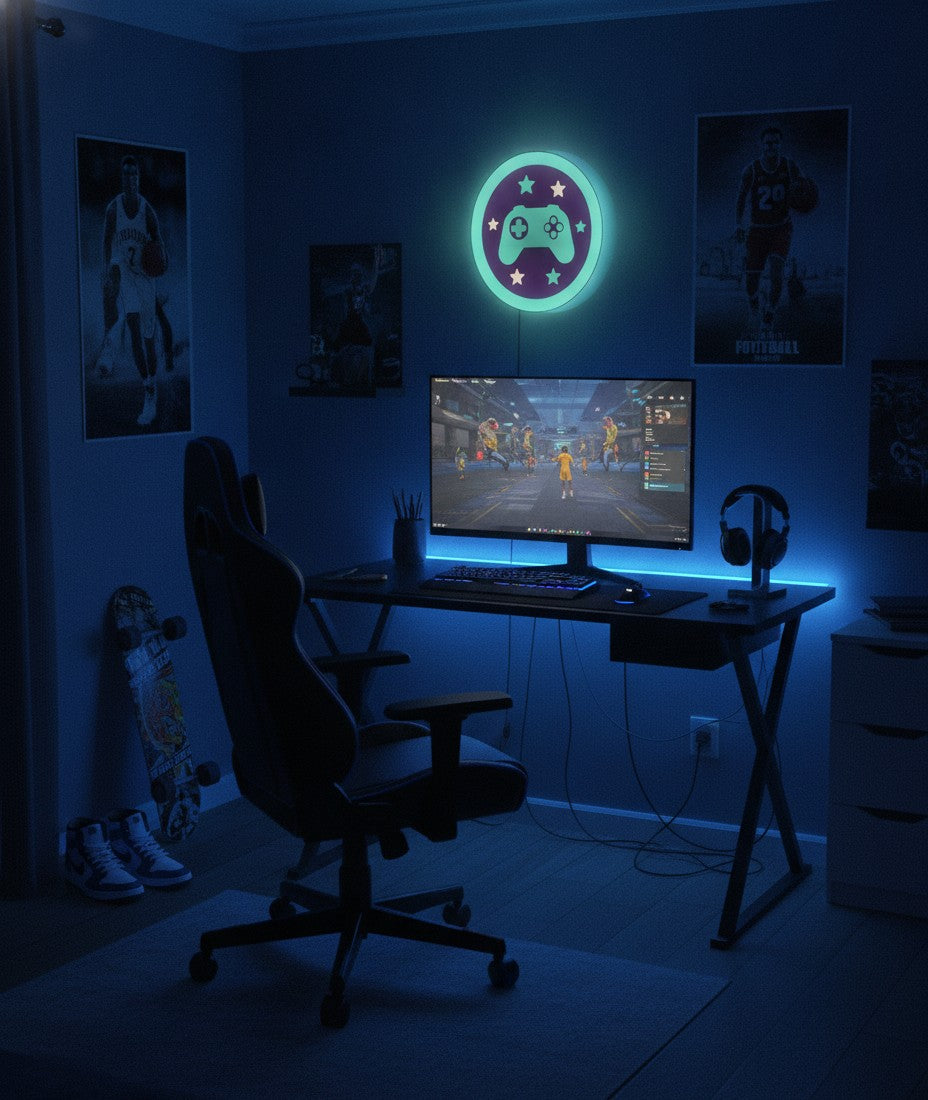 Gaming-Controller LED-Lampe im Jugendzimmer