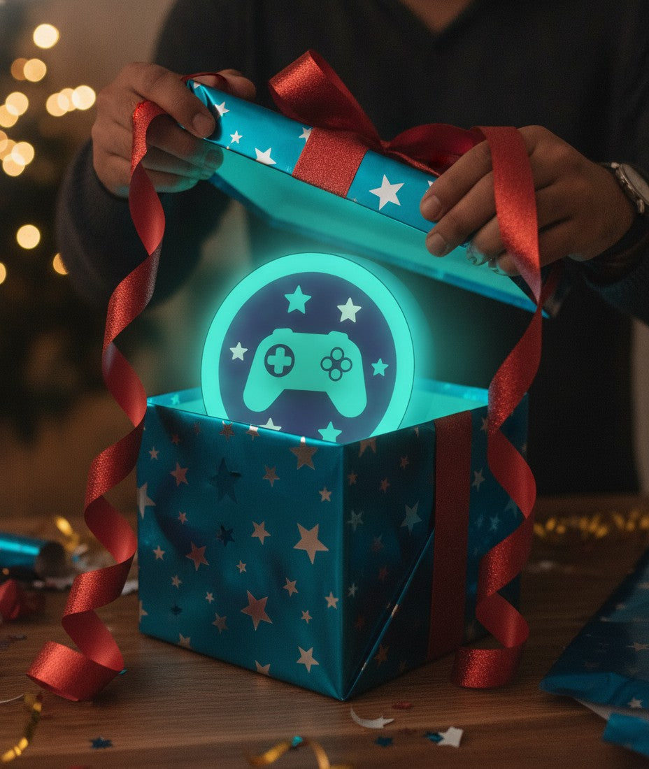 Gaming-Controller LED-Lampe als Geschenk beim Auspacken