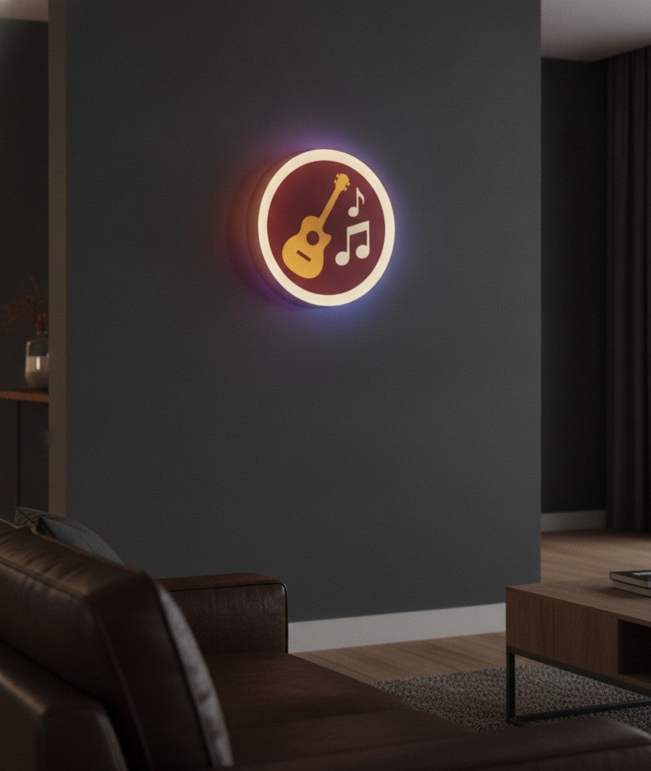 Gitarre LED-Lampe an der Wand im Wohnzimmer