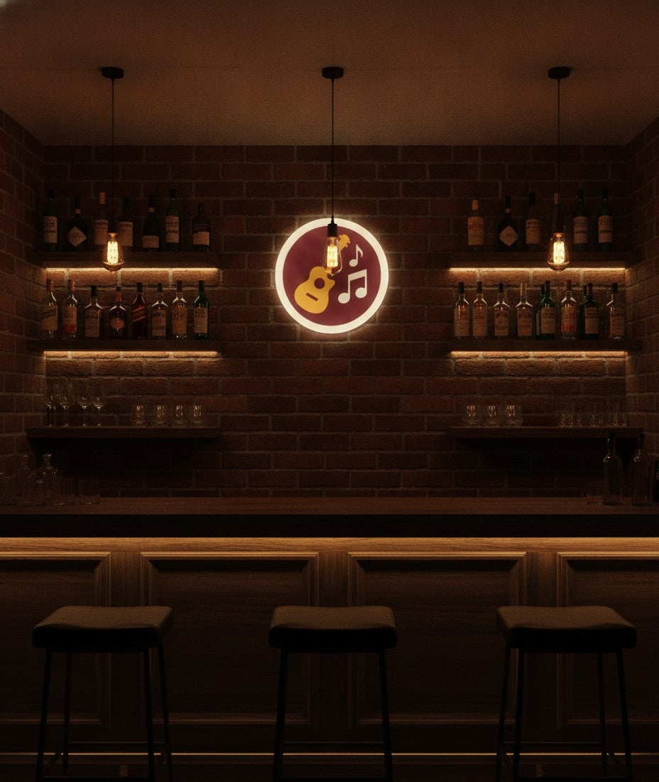 Gitarre LED-Lampe in der Kellerbar