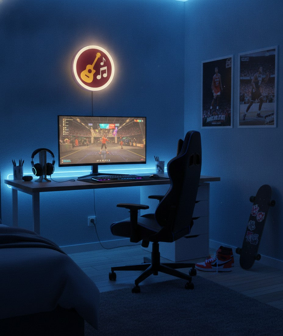 Gitarre LED-Lampe im Jugendzimmer