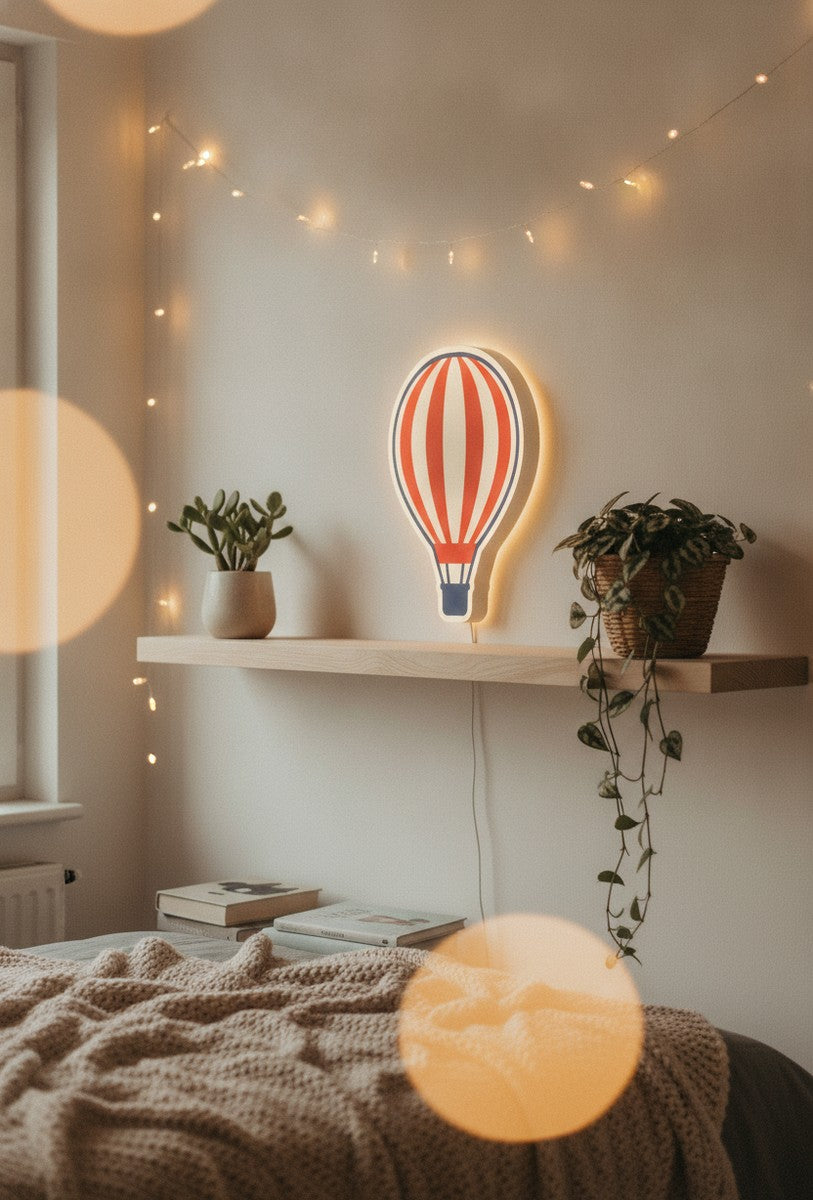 Heißluftballon LED-Lampe im Schlafzimmer