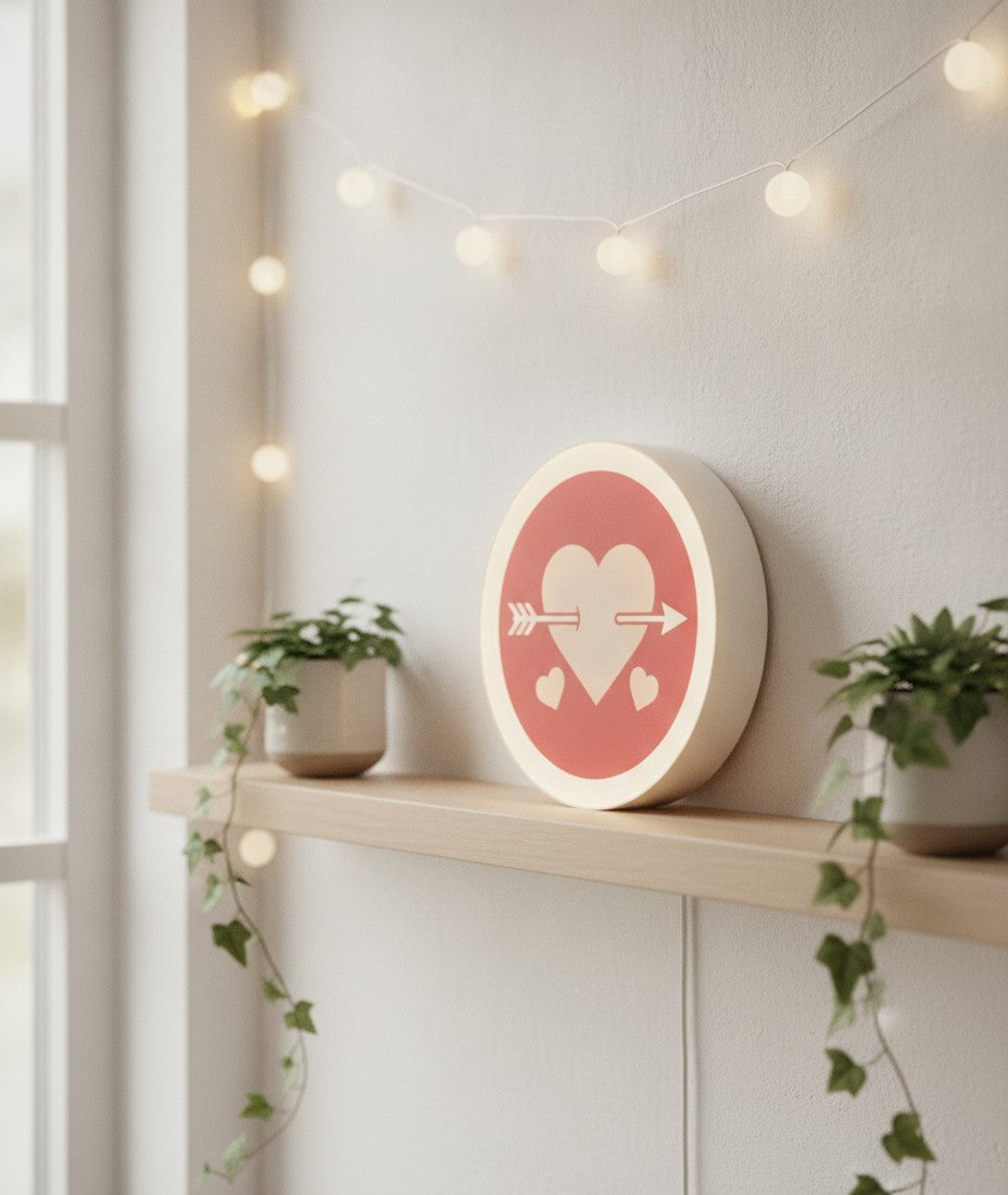Herz mit Pfeil LED-Lampe im Schlafzimmer