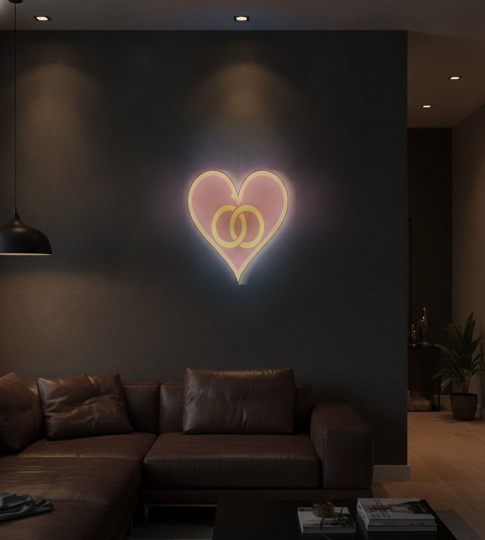 Hochzeitsringe LED-Lampe an der Wand im Wohnzimmer