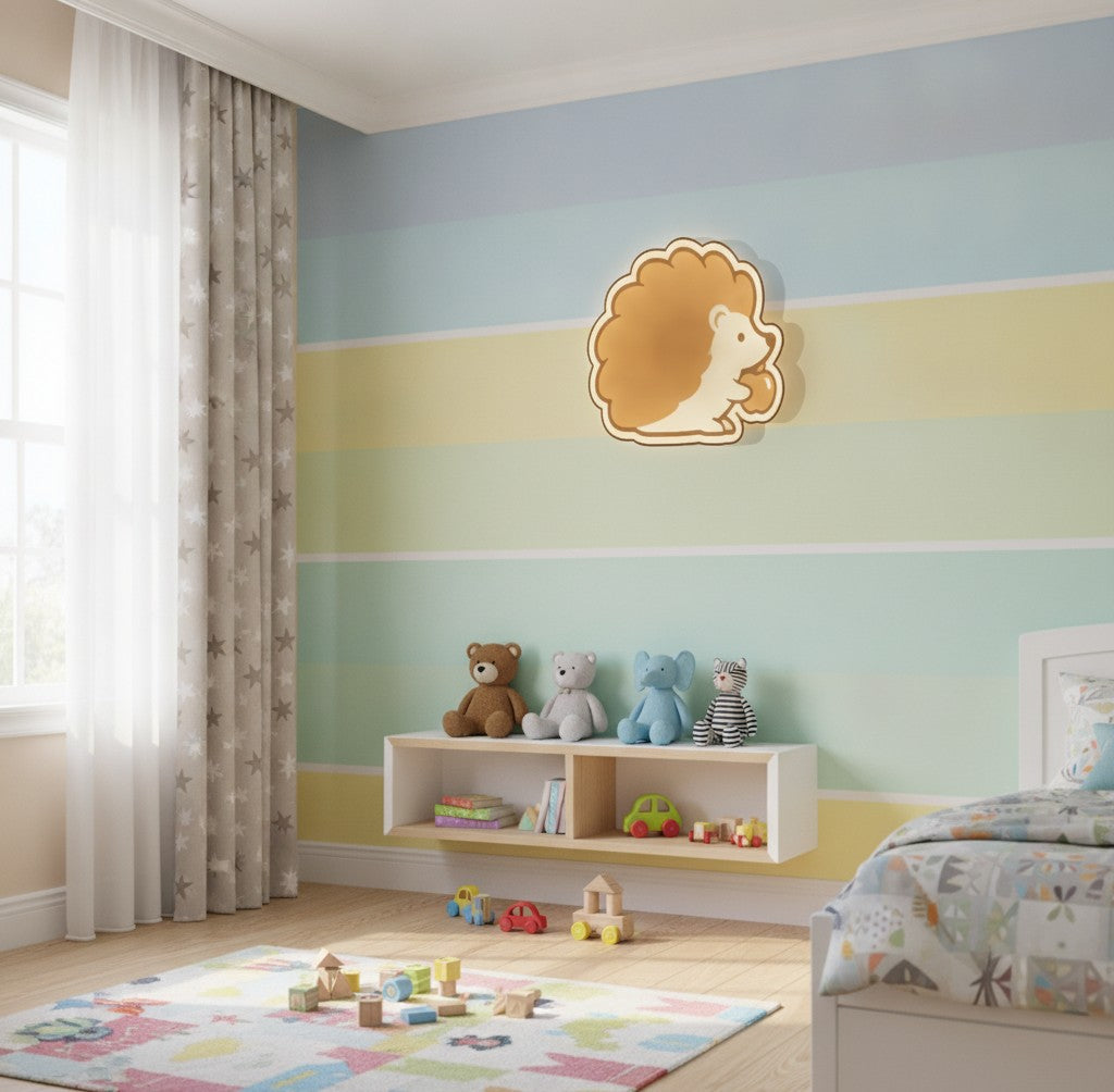 Igel mit Apfel LED-Lampe im Kinderzimmer