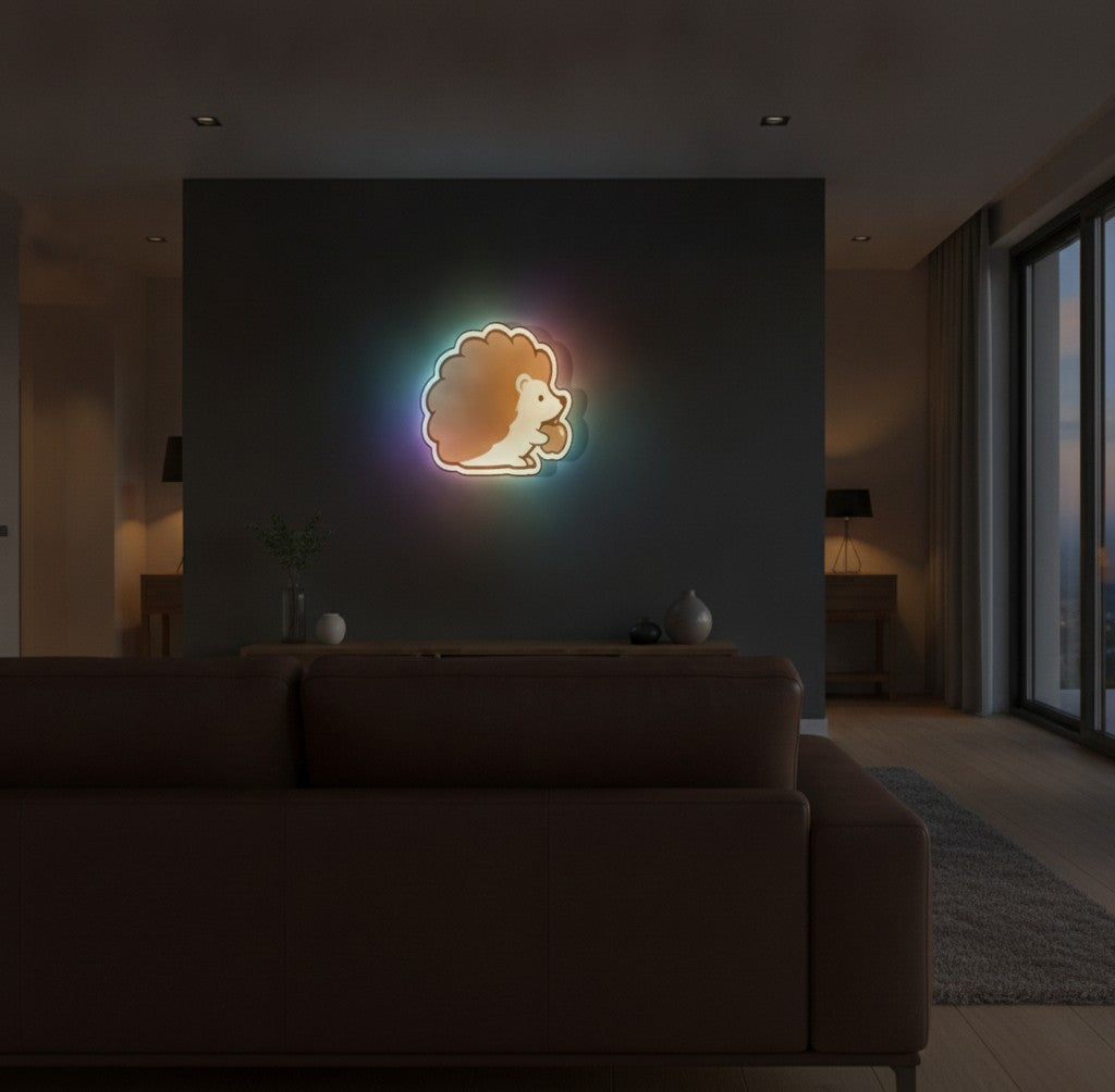Igel mit Apfel LED-Lampe an der Wand im Wohnzimmer
