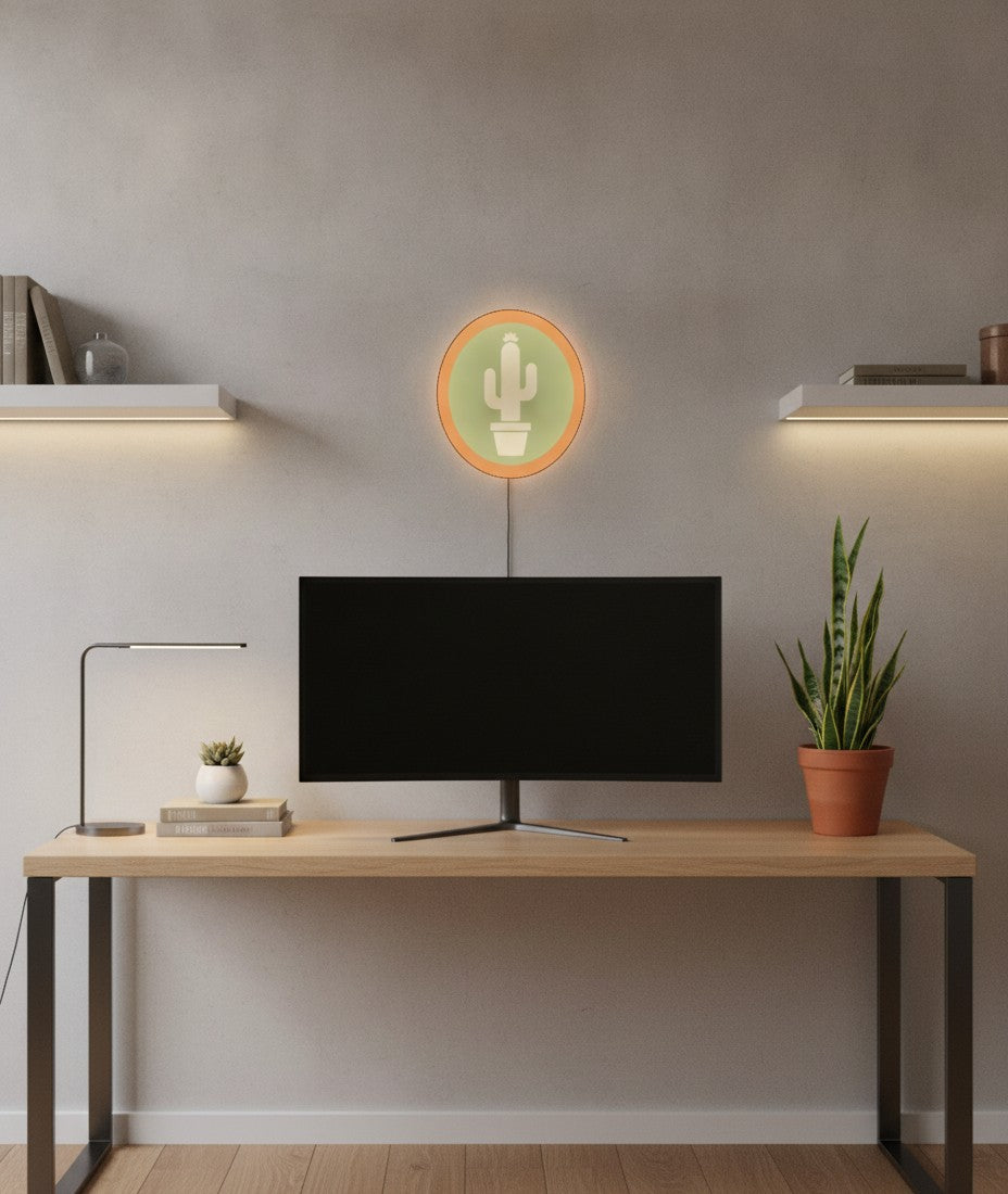 Kaktus LED-Lampe im Homeoffice