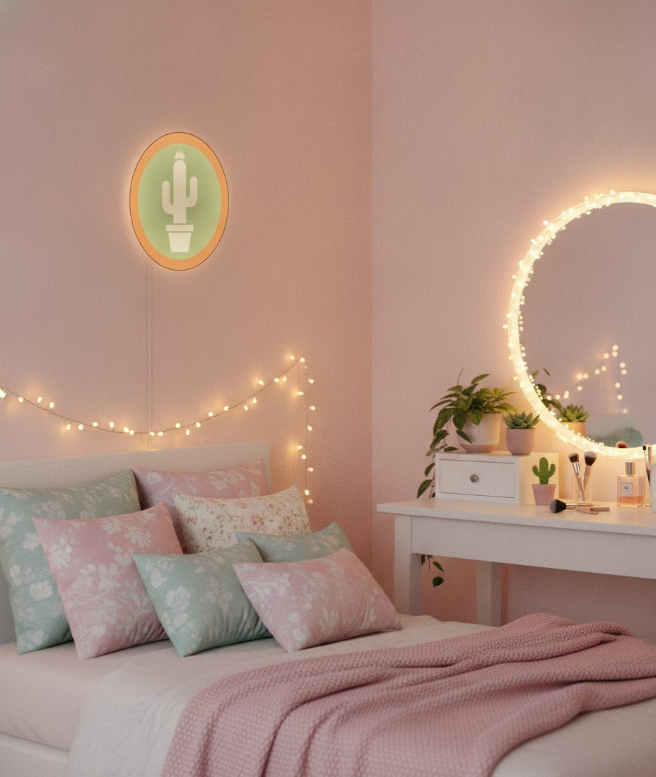 Kaktus LED-Lampe im Jugendzimmer