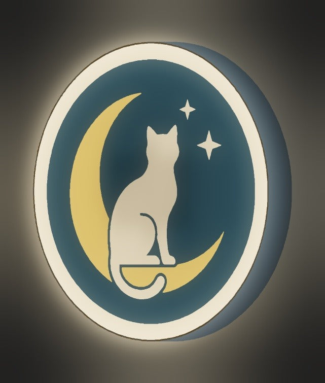 Katze auf dem Mond LED-Lampe leuchtend