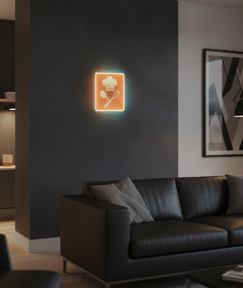 Kochmütze LED-Lampe an der Wand im Wohnzimmer