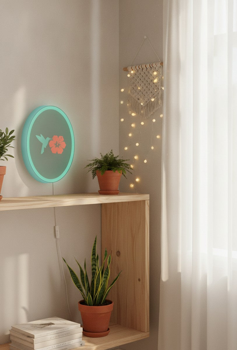 Kolibri mit Blüte LED-Lampe im Schlafzimmer
