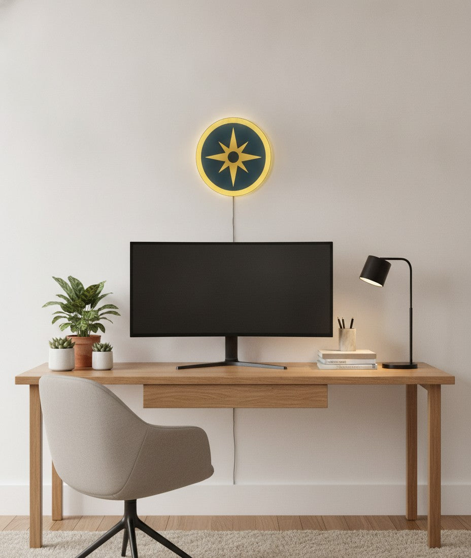 Kompass LED-Lampe im Homeoffice