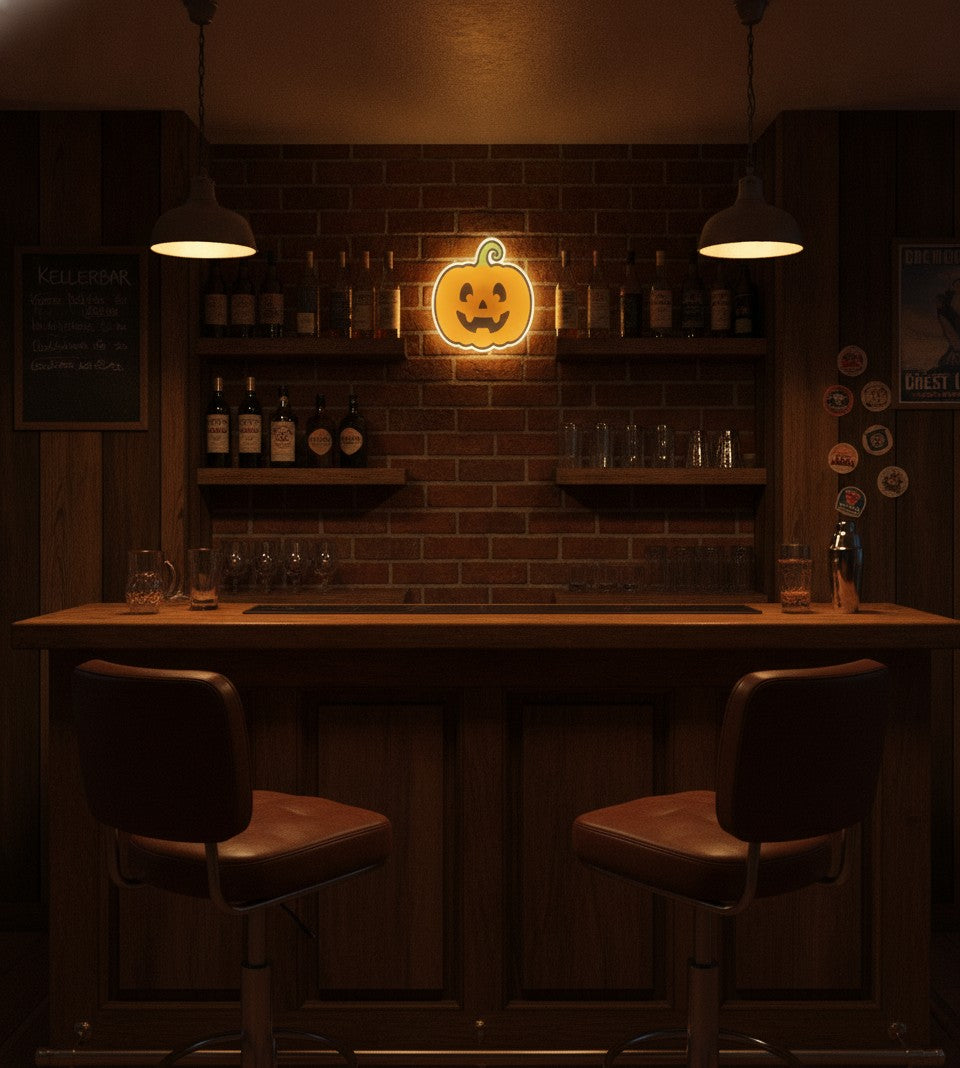 Halloween-Kürbis LED-Lampe in der Kellerbar