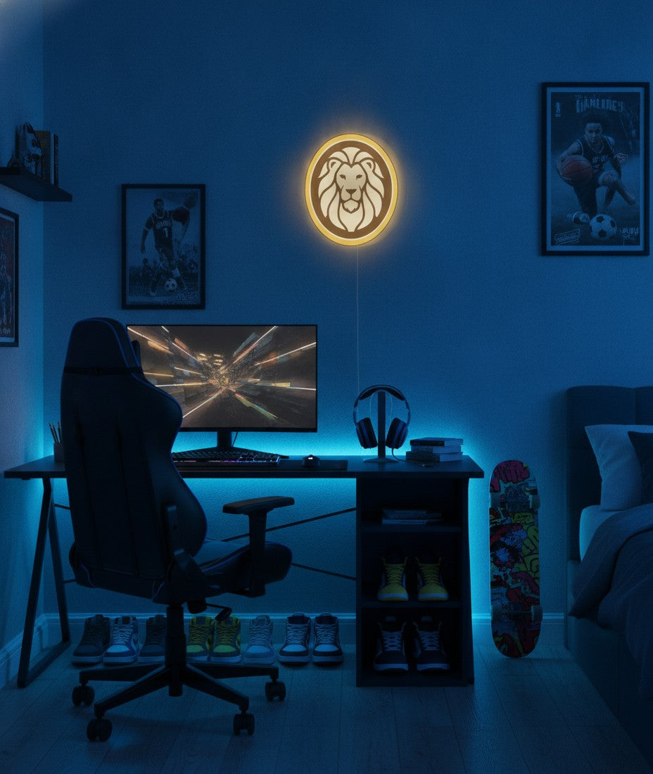 Löwe LED-Lampe im Jugendzimmer