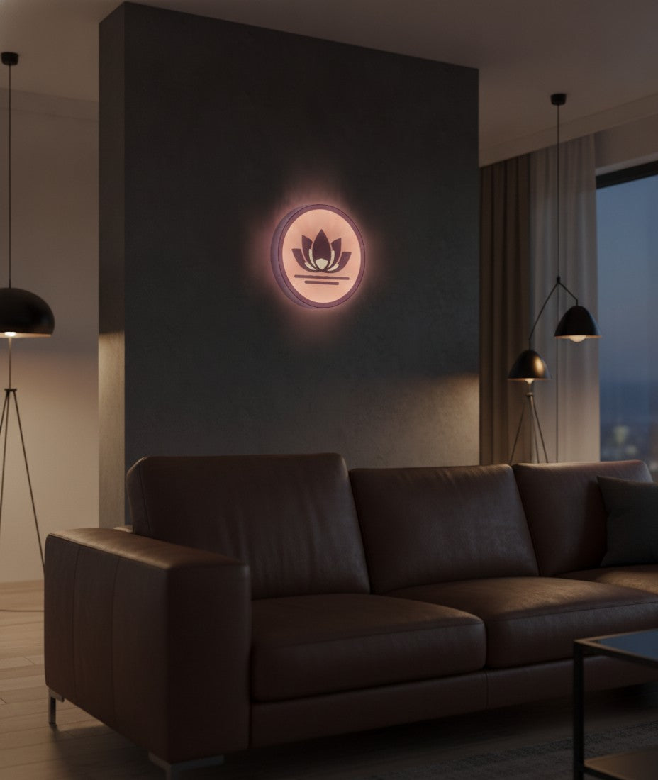 Lotusblüte LED-Lampe an der Wand im Wohnzimmer
