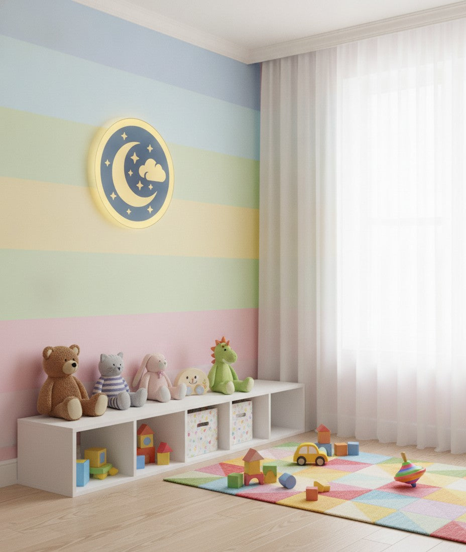 Mond und Sterne LED-Lampe im Kinderzimmer