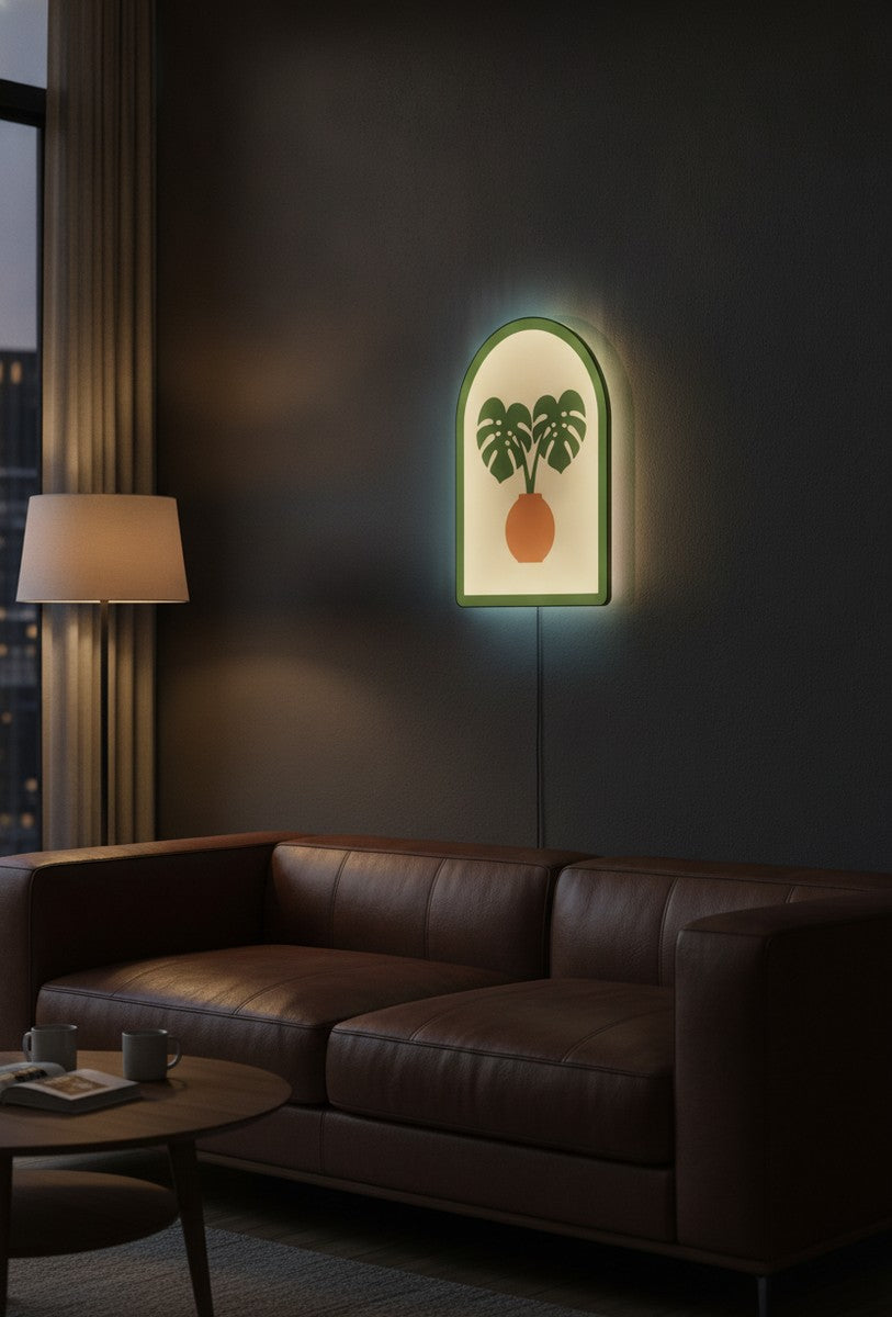 Monstera-Blätter LED-Lampe an der Wand im Wohnzimmer