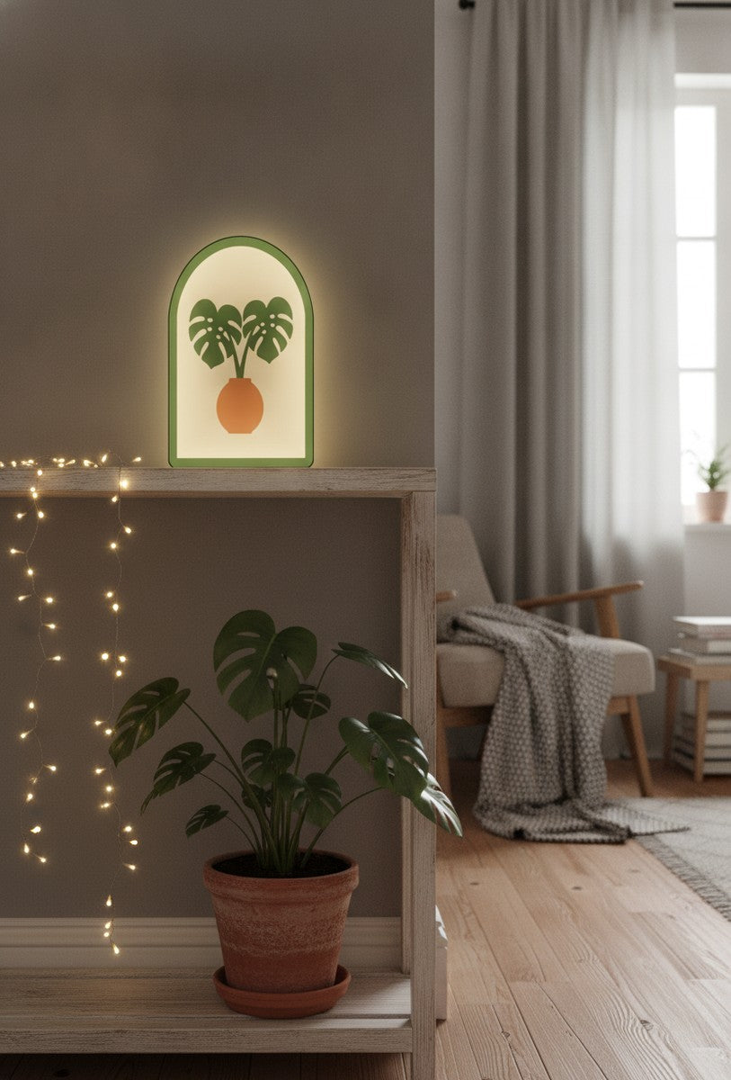 Monstera-Blätter LED-Lampe im Schlafzimmer