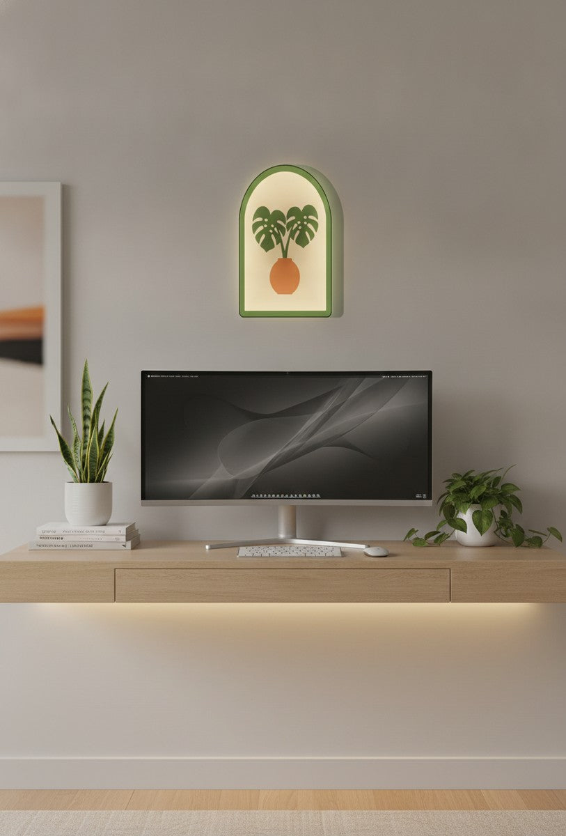 Monstera-Blätter LED-Lampe im Homeoffice