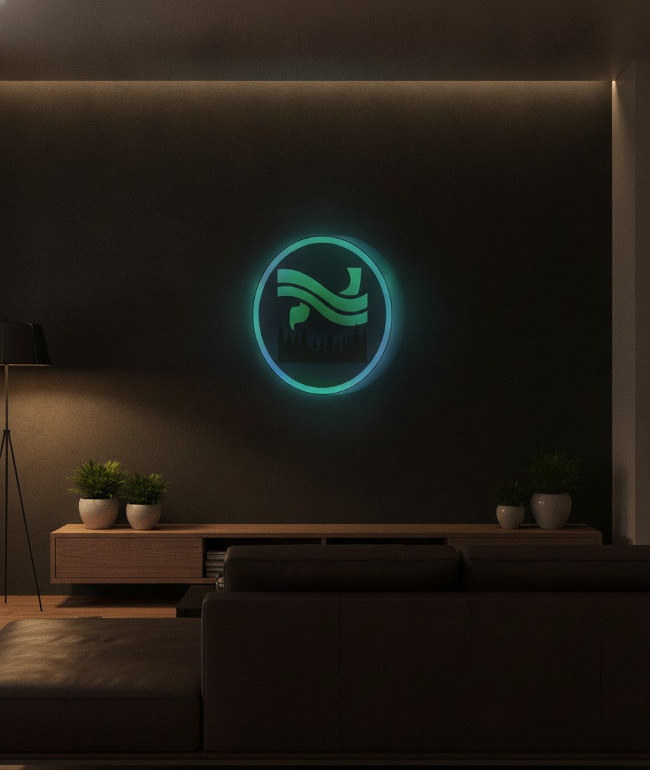 Nordlicht über dem Wald LED-Lampe an der Wand im Wohnzimmer