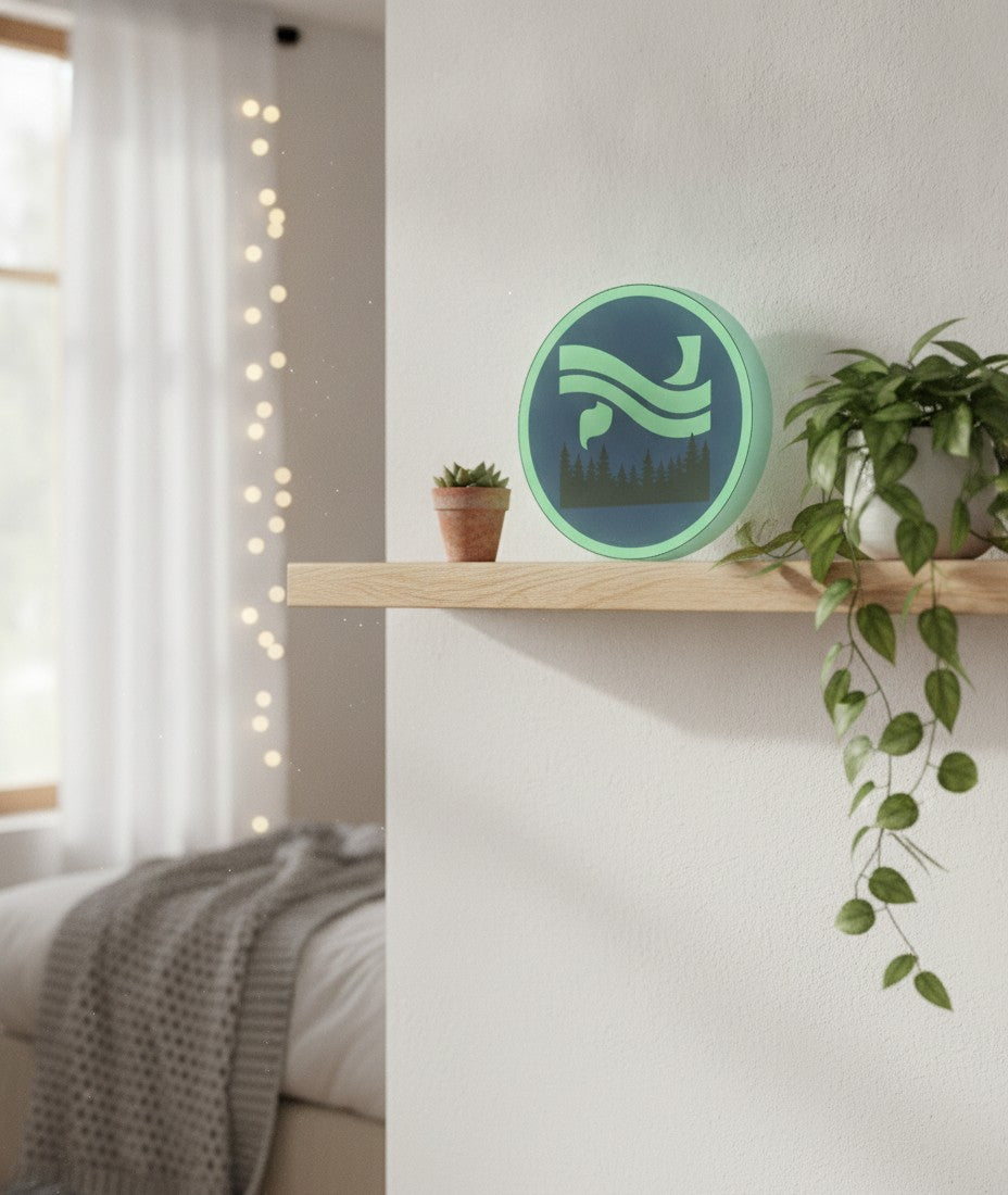 Nordlicht über dem Wald LED-Lampe im Schlafzimmer