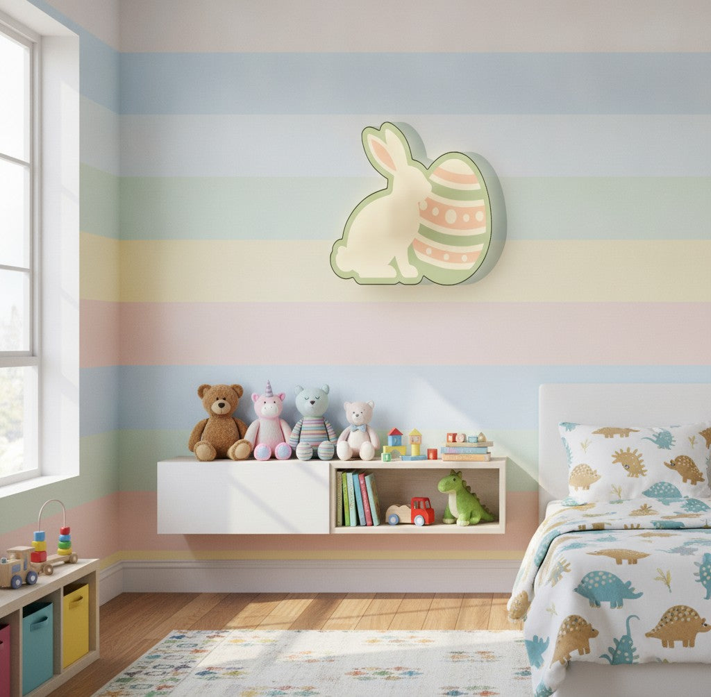 Osterhase mit Ei LED-Lampe im Kinderzimmer