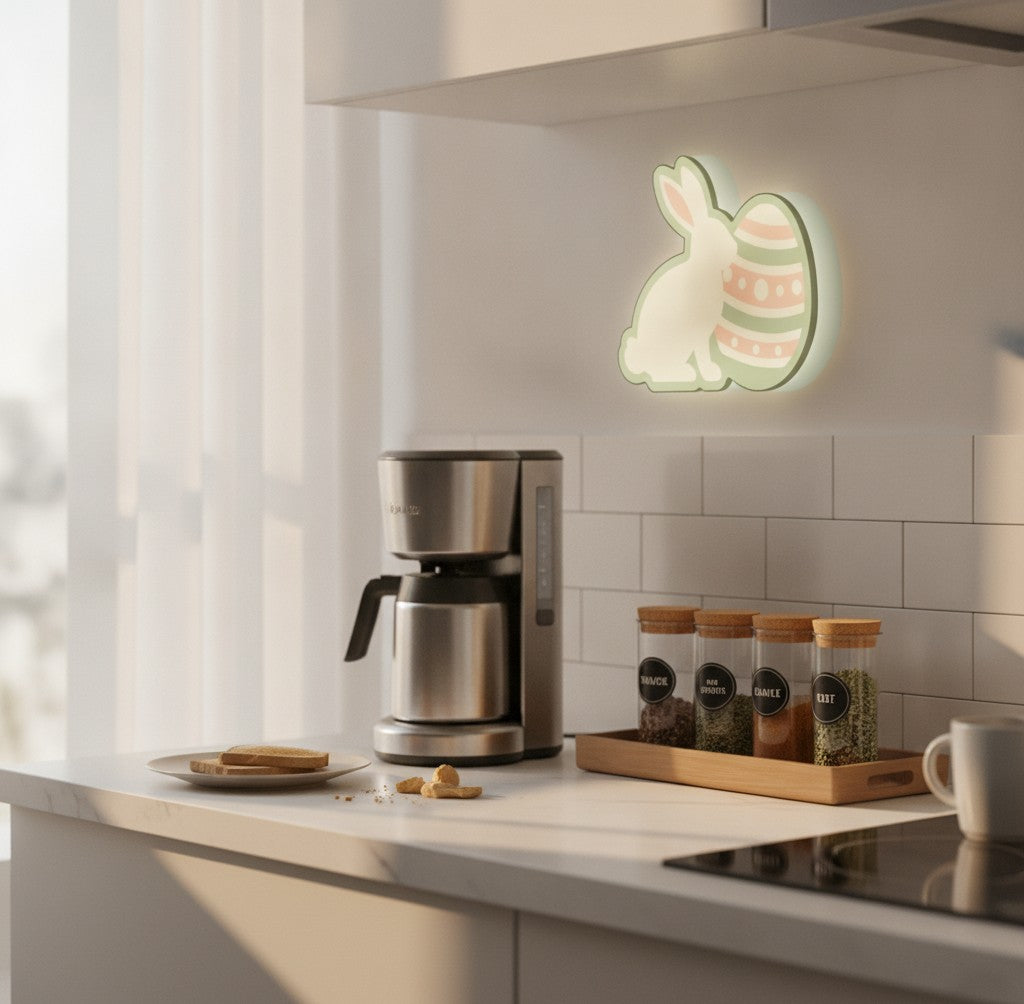 Osterhase mit Ei LED-Lampe in der Küche