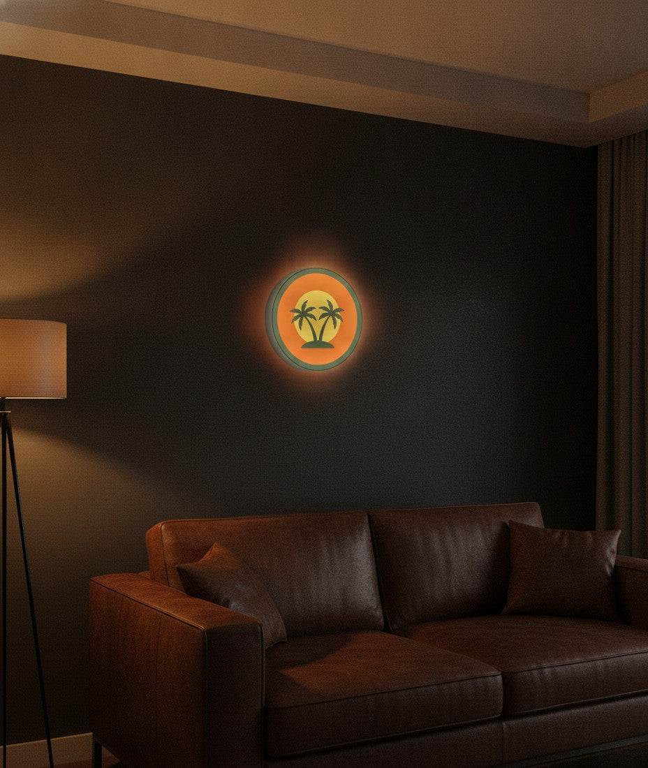 Palmen im Sonnenuntergang LED-Lampe an der Wand im Wohnzimmer