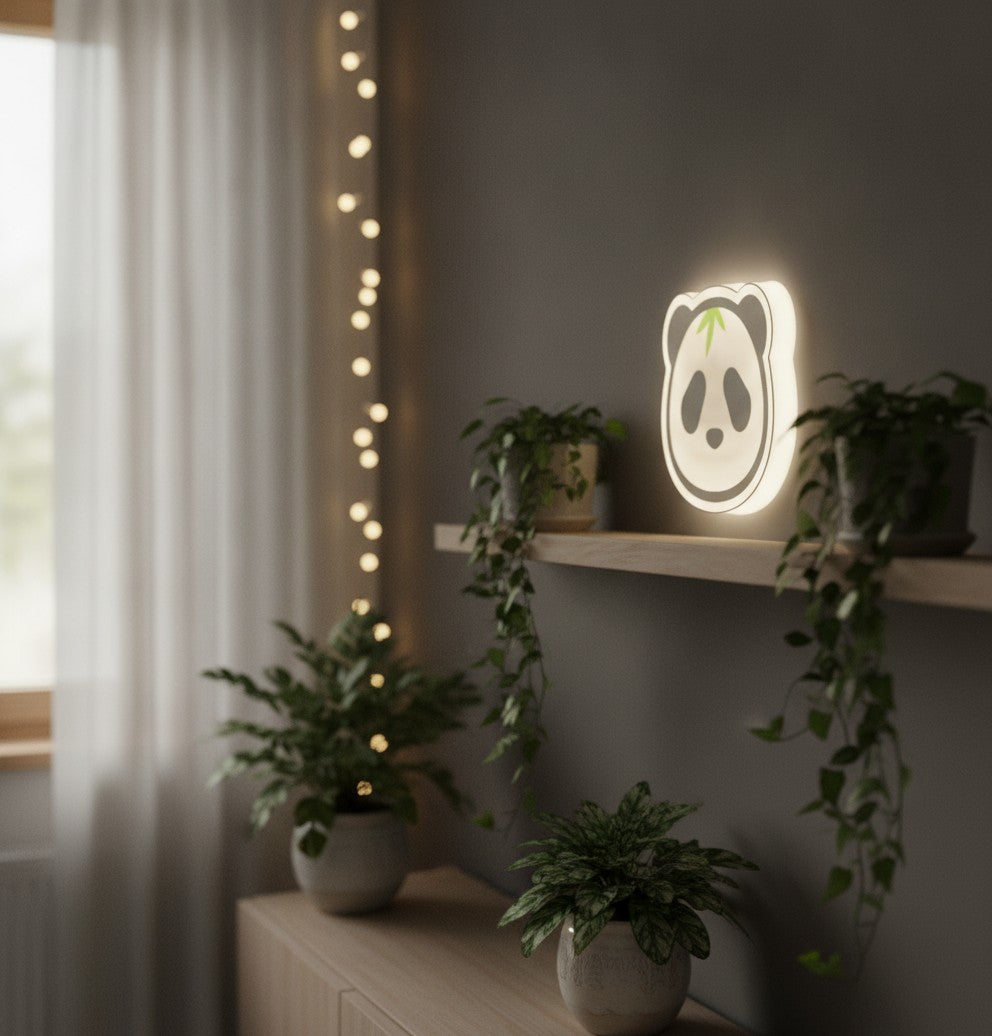 Panda LED-Lampe im Schlafzimmer