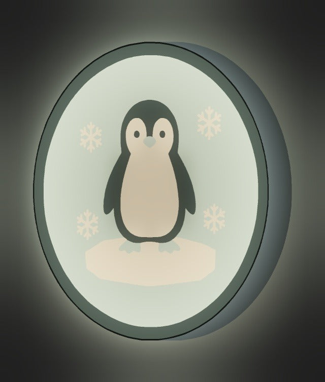 Pinguin auf der Eisscholle LED-Lampe leuchtend