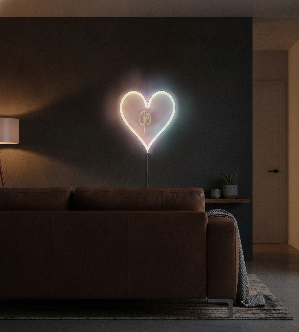 Pusteblume LED-Lampe an der Wand im Wohnzimmer