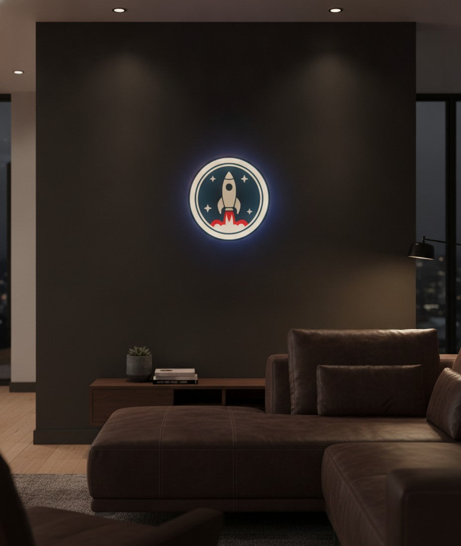 Rakete LED-Lampe an der Wand im Wohnzimmer
