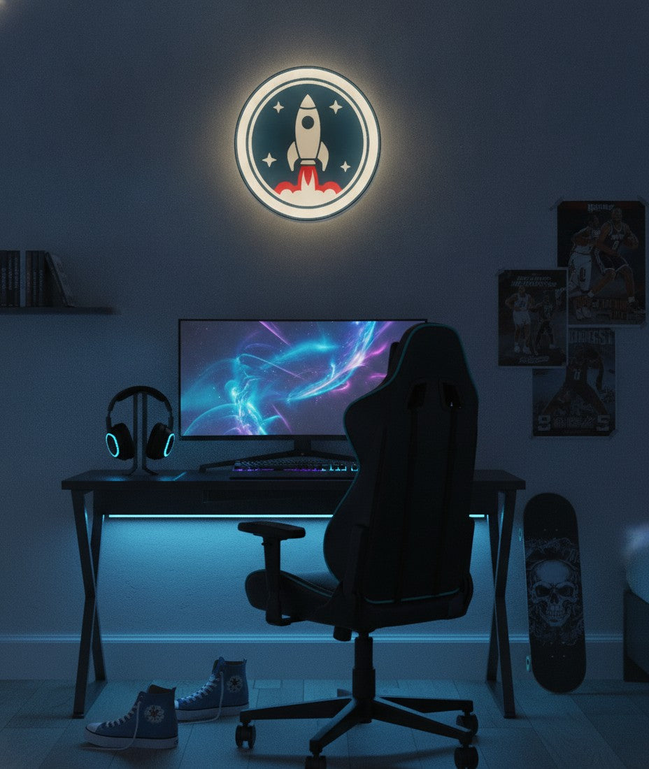 Rakete LED-Lampe im Jugendzimmer